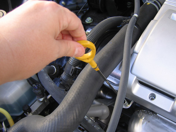 Смотрим на щуп для определения жидкости в двигателе